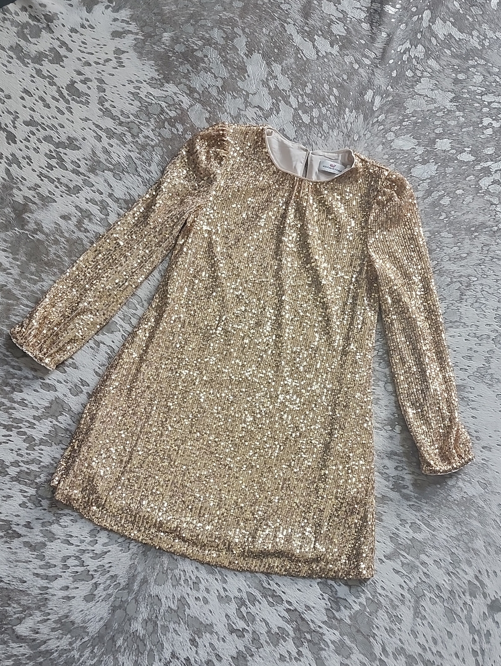 Vineyard Vines Dakota Sequin Gold Dress SzS